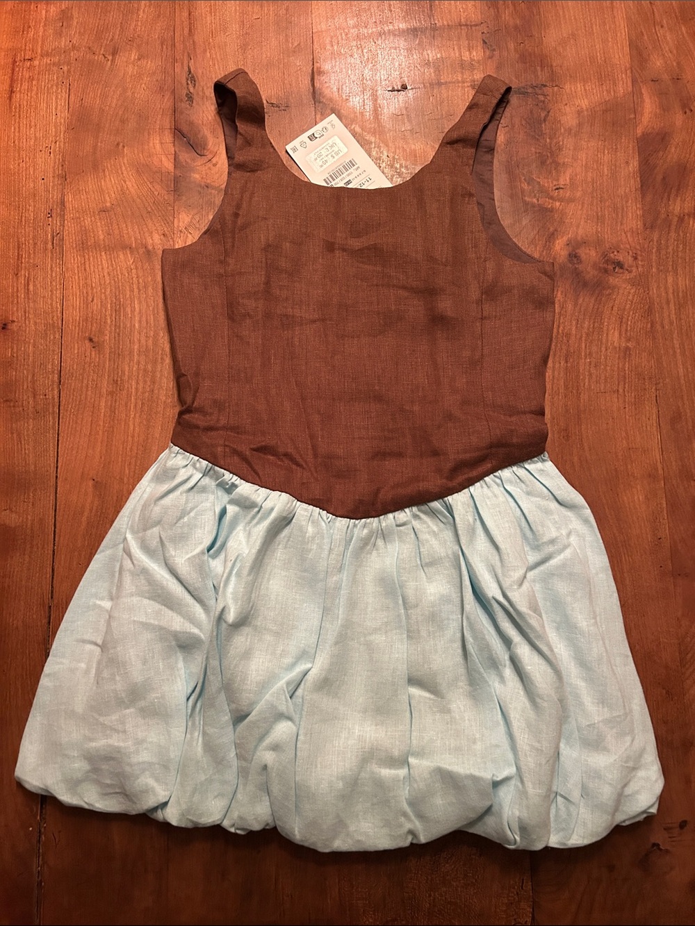 Zara Brown Bodice with Light Blue Bubble Skirt Kids Dress